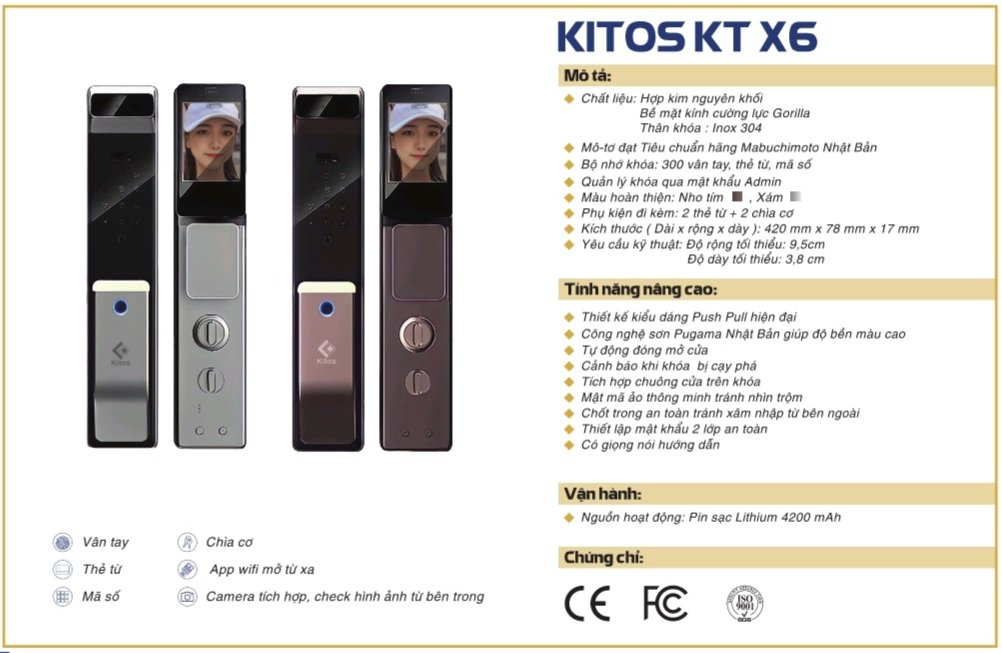 Khoá cửa vân tay Kitos KT-X6