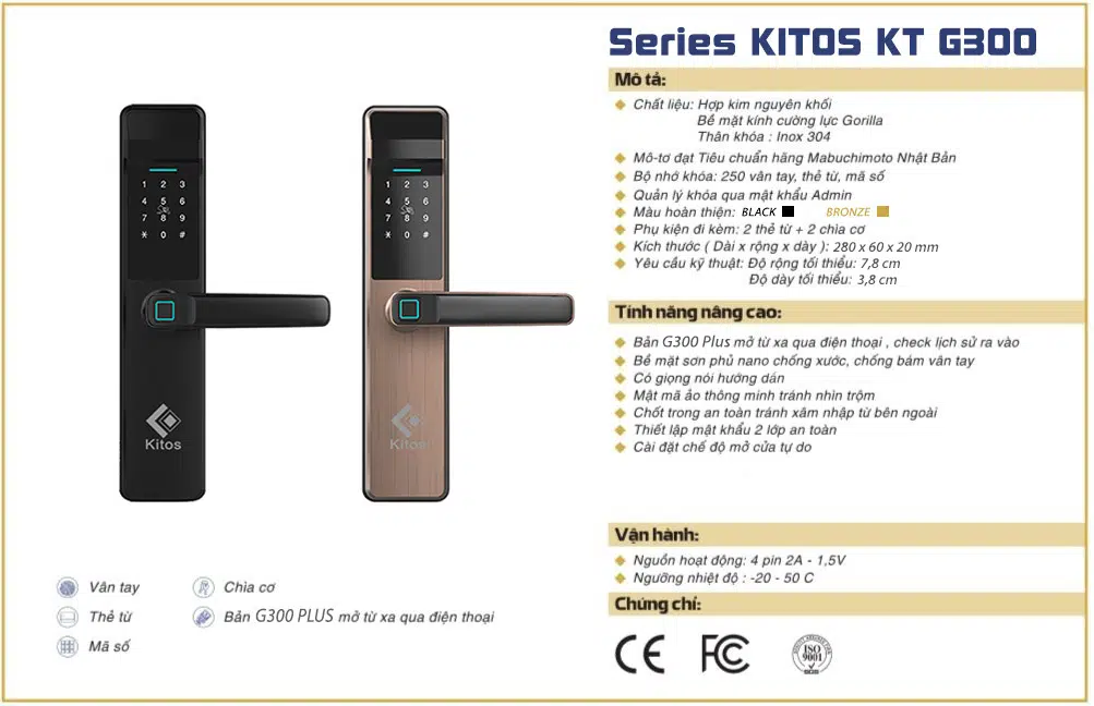 Khóa cửa vân tay Kitos KT-G300