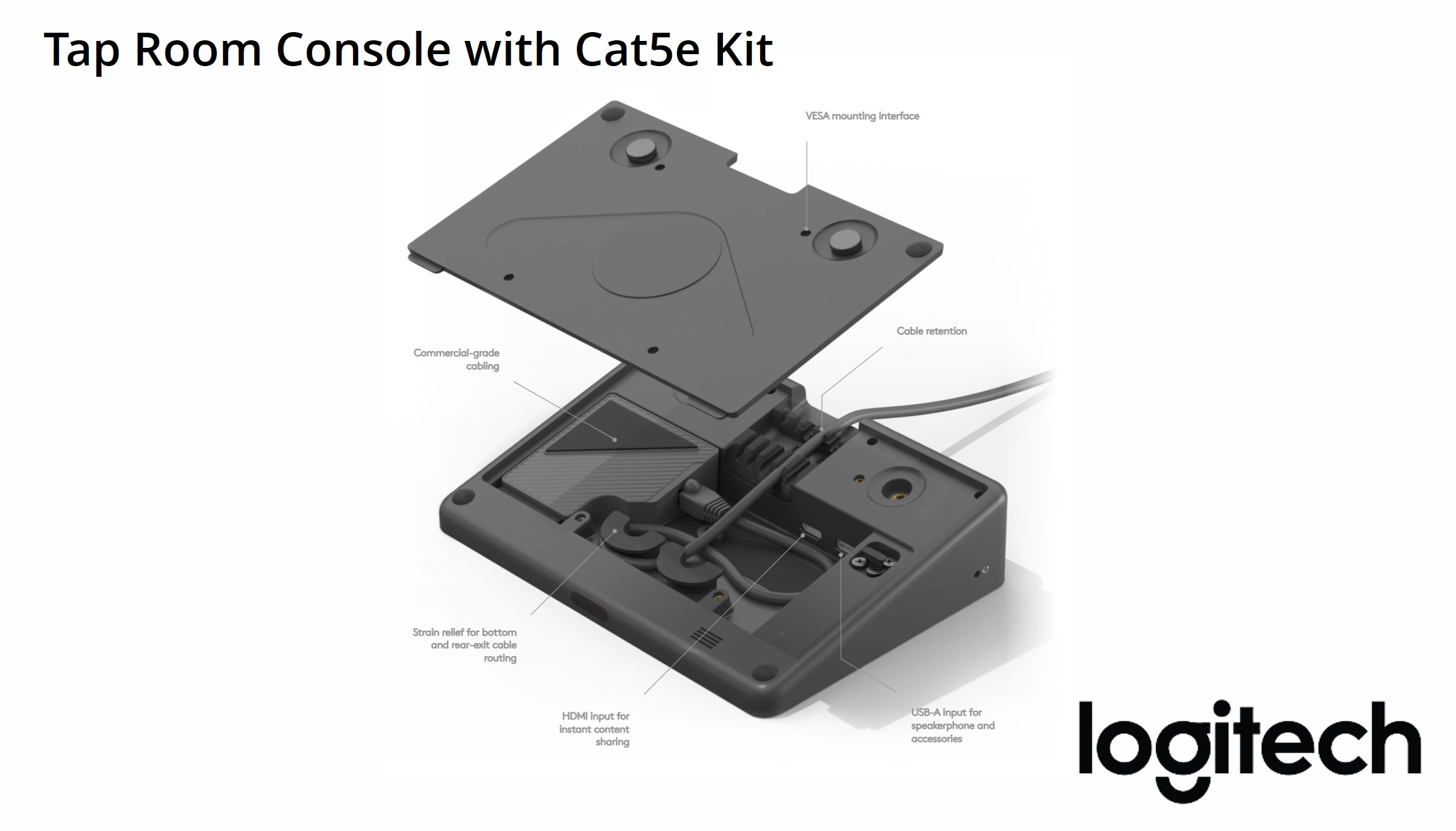 Bộ điều khiển phòng hội thảo video Logitech Tap Cat5e (Graphite)