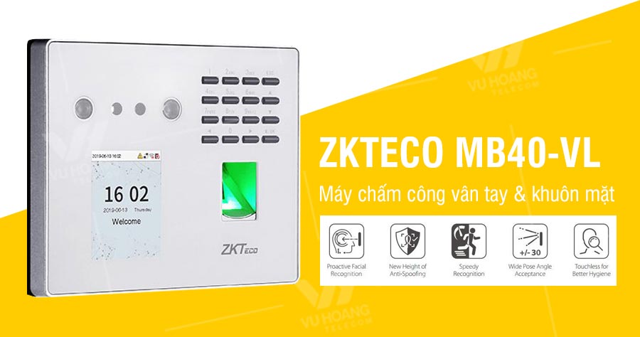 Máy chấm công vân khuôn mặt ZKTeco MB40VL