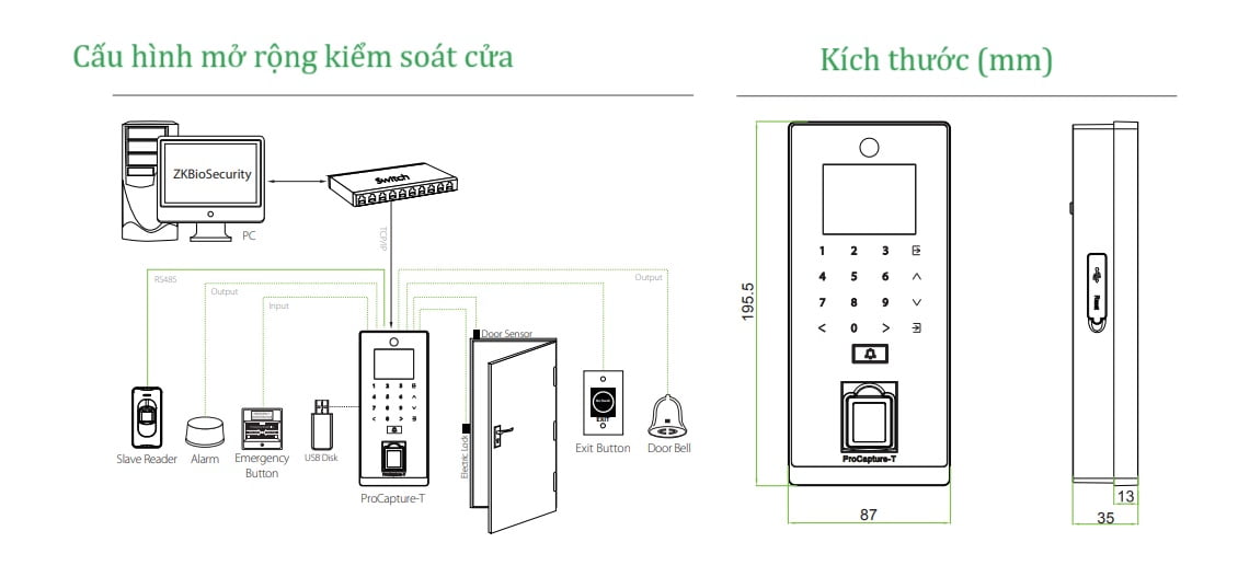 Máy chấm công vân tay ZKTeco ProCapture-T 
