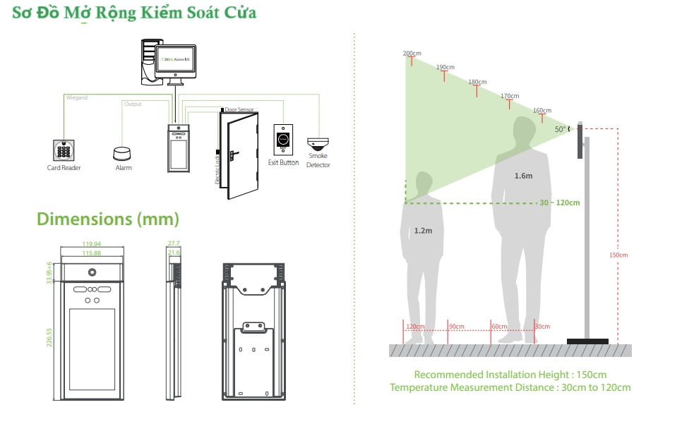 Máy chấm công nhận diện khuôn mặt ZKTeco RevFace15 (TI)