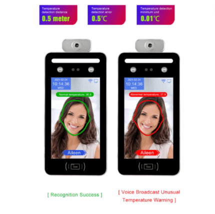 Máy chấm công Ronald Jack AI08T / 50000 khuôn mặt / 50000 thẻ / QRcode / giao dịch 500000 lần / quét qua khẩu trang / đo thân nhiệt